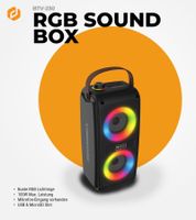 Altavoz Bluetooth portátil Denver BTV-230 con 5 efectos de luz LED y función de karaoke; alcance Bluetooth de hasta 10 m; dimensiones aprox. 15,4 × 34,2 × 14,4 cm. **Producto reacondicionado (B-Stock) – verificado** | Color: Negro
