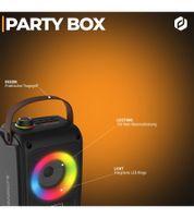 Altavoz Bluetooth portátil Denver BTV-230 con 5 efectos de luz LED y función de karaoke; alcance Bluetooth de hasta 10 m; dimensiones aprox. 15,4 × 34,2 × 14,4 cm. **Producto reacondicionado (B-Stock) – verificado** | Color: Negro