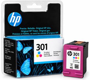 Cartucho de tinta original HP 301 (cian, magenta y amarillo, hasta 165 páginas) – **Producto reacondicionado/con embalaje imperfecto – verificado** – Multicolor