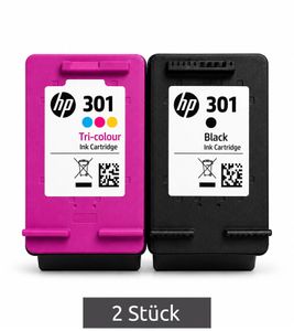 2er-Pack HP 301 Original Tintenpatronen Schwarz & Dreifarbig **B-Ware – geprüft** Mehrfarbig