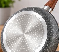 KRÜGER Hochrandpfanne Ø 28 cm Steinoptik mit Holzoptik-Griff ca. 7.5 cm hoch **B-Ware – geprüft & funktionell einwandfrei** Silber