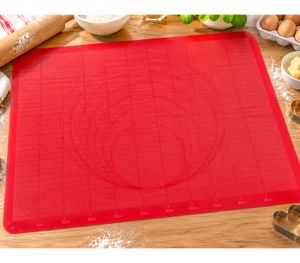 Silikon-Arbeitsmatte ca. 58 x 48 cm mit Maßeinteilung – Antihaft-Backmatte & Teigunterlage zum Backen und Ausrollen **B-Ware – geprüft** in Rot
