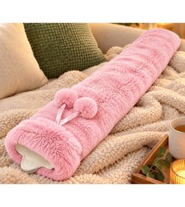 Weiche Wärmflasche mit Fleecebezug ca. 75 cm flauschiger Kunstfell-Look **B-Ware – geprüft** Rosa