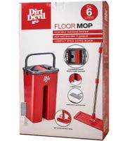 Dirt Devil Bodenwischer-Set mit 2-Kammer-Eimer, Flachwischer und Wischbezügen - ca. 6 Liter selbstreinigend **B-Ware – geprüft** Rot