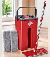 Dirt Devil Bodenwischer-Set mit 2-Kammer-Eimer, Flachwischer und Wischbezügen - ca. 6 Liter selbstreinigend **B-Ware – geprüft** Rot