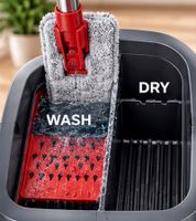 Dirt Devil Bodenwischer-Set mit 2-Kammer-Eimer, Flachwischer und Wischbezügen - ca. 6 Liter selbstreinigend **B-Ware – geprüft** Rot
