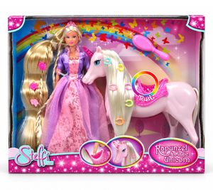 Simba Steffi Love Rapunzel & Magic Unicorn Spielset mit Puppe, Einhorn & Haarzubehör ab 3 Jahren **B-Ware – geprüft** Rosa