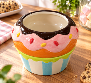 Muffin Vorratsdose aus Keramik – Dekorative Aufbewahrungsdose im Cupcake-Design für Süßigkeiten, Kekse & Gebäck – Ø 20 x 13 cm **B-Ware – geprüft** Bunt