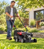 Scheppach PY-RM132-40 Cortacésped de Gasolina 40cm 3,3CV, Recogedor 35L & Altura 30–66mm **Producto de segunda selección – probado** Rojo