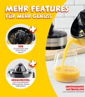 GOURMETmaxx Elektrische Zitruspresse mit 700 ml Saftbehälter – Saftpresse mit 2 Pressaufsätzen & 2-Wege-Rotation für Früchte **B-Ware – geprüft** Saftpresse Schwarz/Silber