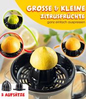 GOURMETmaxx Elektrische Zitruspresse mit 700 ml Saftbehälter – Saftpresse mit 2 Pressaufsätzen & 2-Wege-Rotation für Früchte **B-Ware – geprüft** Saftpresse Schwarz/Silber