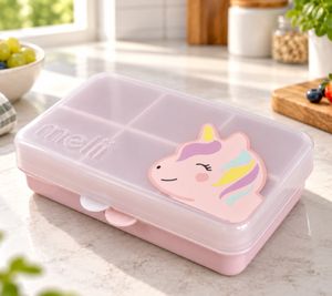 684ml Melii Snackle Mini Einhorn Snackbox mit 6 Fächern & herausnehmbarer Trennwand, geeignet für Spülmaschine  **B-Ware – geprüft** Aufbewahrungsdose in Rosa 