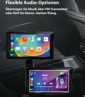 Pantalla TECHNAXX de 7" con Wireless CarPlay y Android Auto TX-320 - Transmisión por AUX o FM a la radio del coche **Producto reacondicionado (B-Stock) – verificado** Negro