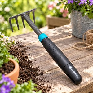 GARDENA Blumengabel mit rutschhemmender Griffoberfläche Kleinhäckchen Garten-Zubehör ca. 30 × 8,8 × 7,6 cm **B-Ware – geprüft** Grau