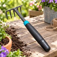 GARDENA Blumengabel mit rutschhemmender Griffoberfläche Kleinhäckchen Garten-Zubehör ca. 30 × 8,8 × 7,6 cm **B-Ware – geprüft** Grau