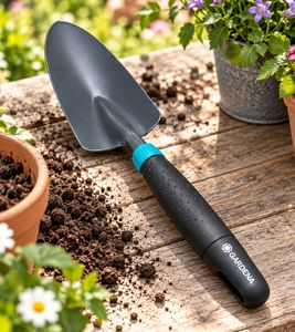 GARDENA Blumenkelle mit rutschhemmender Griffoberfläche Pflanzschaufel Garten-Werkzeug ca. 39 × 9 × 4 cm **B-Ware – geprüft** Grau