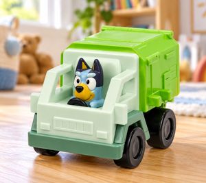 BLUEY Mini Racers Spielzeugfahrzeug mit Bluey im Müllwagen zum Spielen, Sammeln & Mitnehmen, frei rollende Räder ab 3 Jahren **B-Ware – geprüft** Mehrfarbig