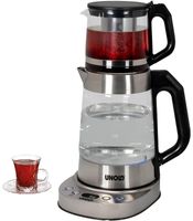 UNOLD Samowar Selin 18215 – 2-in-1 Teekocher & Wasserkocher mit 1,7 L Wassertank, 1,0 L Glasteekanne, Warmhaltefunktion & 1800 W **B-Ware – geprüft** Schwarz/Silber 