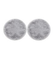 ca. Ø 40 cm 2er Set LUXOR living Super Soft Kunstfell-Sitzkissen mit weicher Oberfläche Stuhlkissen Wohnaccessoire Grau