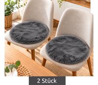 ca. Ø 40 cm 2 Stück LUXOR living Super Soft Kunstfell-Sitzkissen mit weicher Oberfläche Stuhlkissen Wohnaccessoire Anthrazit
