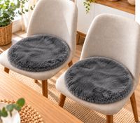 ca. Ø 40 cm 2 Stück LUXOR living Super Soft Kunstfell-Sitzkissen mit weicher Oberfläche Stuhlkissen Wohnaccessoire Anthrazit