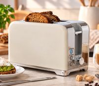 TOWER Toaster für 2 Scheiben - 780-930 Watt mit 7 einstellbare Bräunungsstufen & Krümelschublade **B-Ware – geprüft** in Cremeweiß