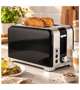TOWER Toaster 2 Scheiben 780-930 Watt mit 7 einstellbare Bräunungsstufen Krümelschublade **B-Ware – geprüft** Schwarz