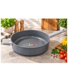 Ø 28cm Aluguss-Schmorpfanne mit ILAG XERADUR 3 Antihaftbeschichtung Bratpfanne **B-Ware - geprüft** Grau