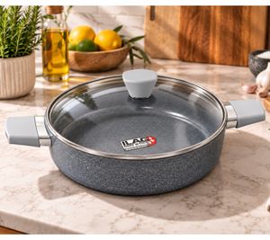 Ø 28cm Aluguss-Schmorpfanne mit ILAG XERADUR 3 Antihaftbeschichtung und 2 Griffe Bratpfanne **B-Ware - geprüft** Grau