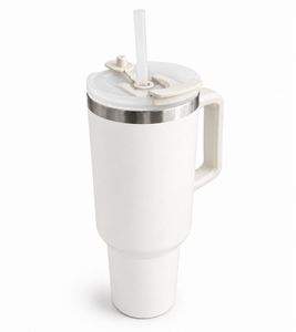 1,2L Edelstahl-Trinkflasche Trinkbecher doppelwandiger Thermobecher mit Trinkhalm & Henkel DR Home Division **B-Ware – geprüft** Weiß