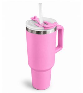 1,2L Edelstahl-Trinkflasche Trinkbecher doppelwandiger Thermobecher mit Trinkhalm & Henkel DR Home Division **B-Ware – geprüft** Rosa