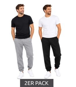 2er Pack FRUIT OF THE LOOM Herren Freizeithose Jogginghose - Seitentaschen, Elastischer Taillenbund mit Kordelzug in Schwarz/Grau