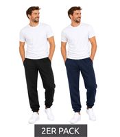 2er Pack FRUIT OF THE LOOM Herren Freizeithose Jogginghose - Seitentaschen, Elastischer Taillenbund mit Kordelzug in Schwarz/Dunkelblau