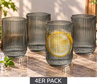 4 Stück DR Home Division Trinkglas 4 x 260 ml für alle Getränke geeignet **B-Ware – geprüft** in Grau