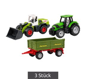 3 Stück siku Landwirtschaftsfahrzeuge Spielzeug-Fahrzeuge mit 2 verschiedenen Landwirtschaftsfahrzeugen und einem Anhänger Modellfahrzeuge **B-Ware – geprüft** Grün