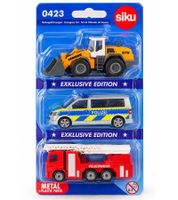 3 Stück siku Spielzeugauto-Set mit 3 verschiedenen Fahrzeugen Modellfahrzeuge Spielzeug-Fahrzeuge **B-Ware – geprüft** Orange/Rot/Blau