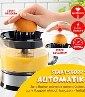GOURMETmaxx Elektrische Zitruspresse mit 700 ml Saftbehälter – Saftpresse mit 2 Pressaufsätzen & 2-Wege-Rotation für Früchte **B-Ware – geprüft** Saftpresse Schwarz/Silber