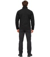 Veste softshell pour homme avec col montant – Veste de travail et de loisirs avec fermeture éclair, poche poitrine et détails bleus – Noir/Bleu