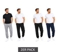 2er Pack FRUIT OF THE LOOM Herren Freizeithose Jogginghose - Seitentaschen, Elastischer Taillenbund mit Kordelzug in Schwarz/Grau oder Schwarz/Dunkelblau