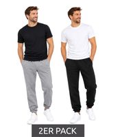 2er Pack FRUIT OF THE LOOM Herren Freizeithose Jogginghose - Seitentaschen, Elastischer Taillenbund mit Kordelzug in Schwarz/Grau oder Schwarz/Dunkelblau