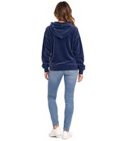 Sweat en velours pour femme KangaROOS – Hoodie au look sportif, doté d'une capuche et d'un cordon de serrage, bleu foncé