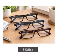 Lot de 3 lunettes de lecture (prêtes à porter) – Correction +2,00 dioptries – **Produit de second choix (B-Ware) – contrôlé** – Couleurs : noir / bleu foncé / marron