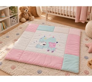 Herding Peppa Pig Tapis d’Éveil 115 × 115cm Couverture de Jeu Matelassée pour Bébés & Tout-Petits en 100% Polyester Multicolore