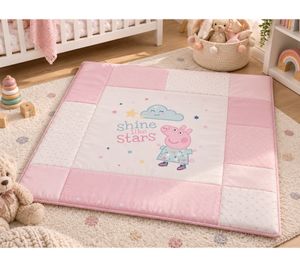 Herding Peppa Pig Tapis d’Éveil 115 × 115cm Couverture de Jeu Matelassée pour Bébés & Tout-Petits en 100% Polyester Multicolore
