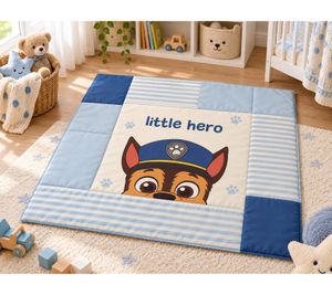 Herding Paw Patrol Tapis d’Éveil 115 × 115cm Couverture de Jeu Matelassée pour Bébés & Tout-Petits en 100% Polyester Multicolore