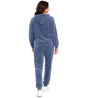 Sweat à capuche « Lounge » en velours pour femme – Pull douillet en matière douce, idéal pour la détente et le quotidien – Bleu foncé