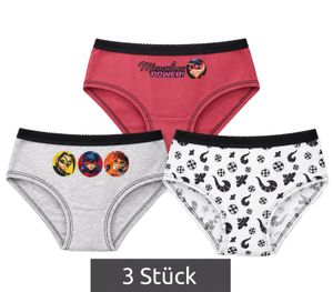 Pack de 3 braguitas de algodón para niñas de Miraculous Ladybug – Ropa interior cómoda con 3 diseños diferentes – Multicolor