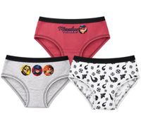 Pack de 3 braguitas de algodón para niñas de Miraculous Ladybug – Ropa interior cómoda con 3 diseños diferentes – Multicolor