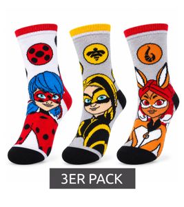 Calcetines Infantiles Miraculous Ladybug Pack de 3 con Diferentes Diseños Multicolor