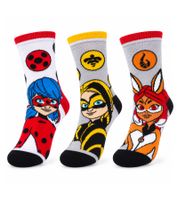 Calcetines Infantiles Miraculous Ladybug Pack de 3 con Diferentes Diseños Multicolor